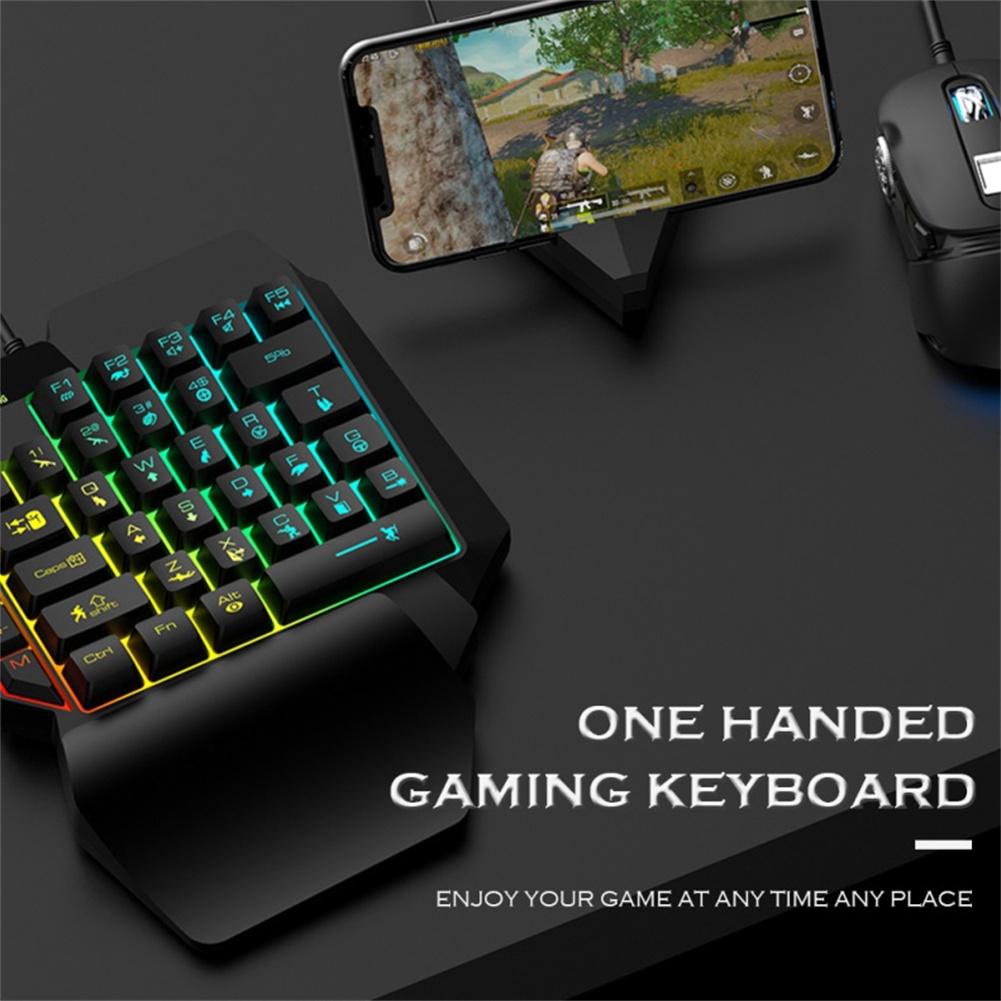 T1 One-handed Keyboard Mouse Set Ergonomic Sensitive Buttons Long Life Keyboard Mouse For Game Lovers Business Office