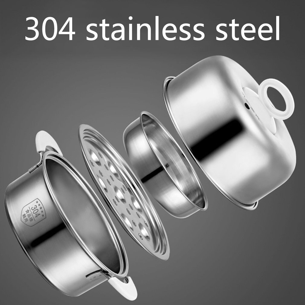 Stainless Steel Timer Double-Layer Egg Boiler Humanized Handle Antipyretic Steamed Pasta Fried Egg Egg Custard