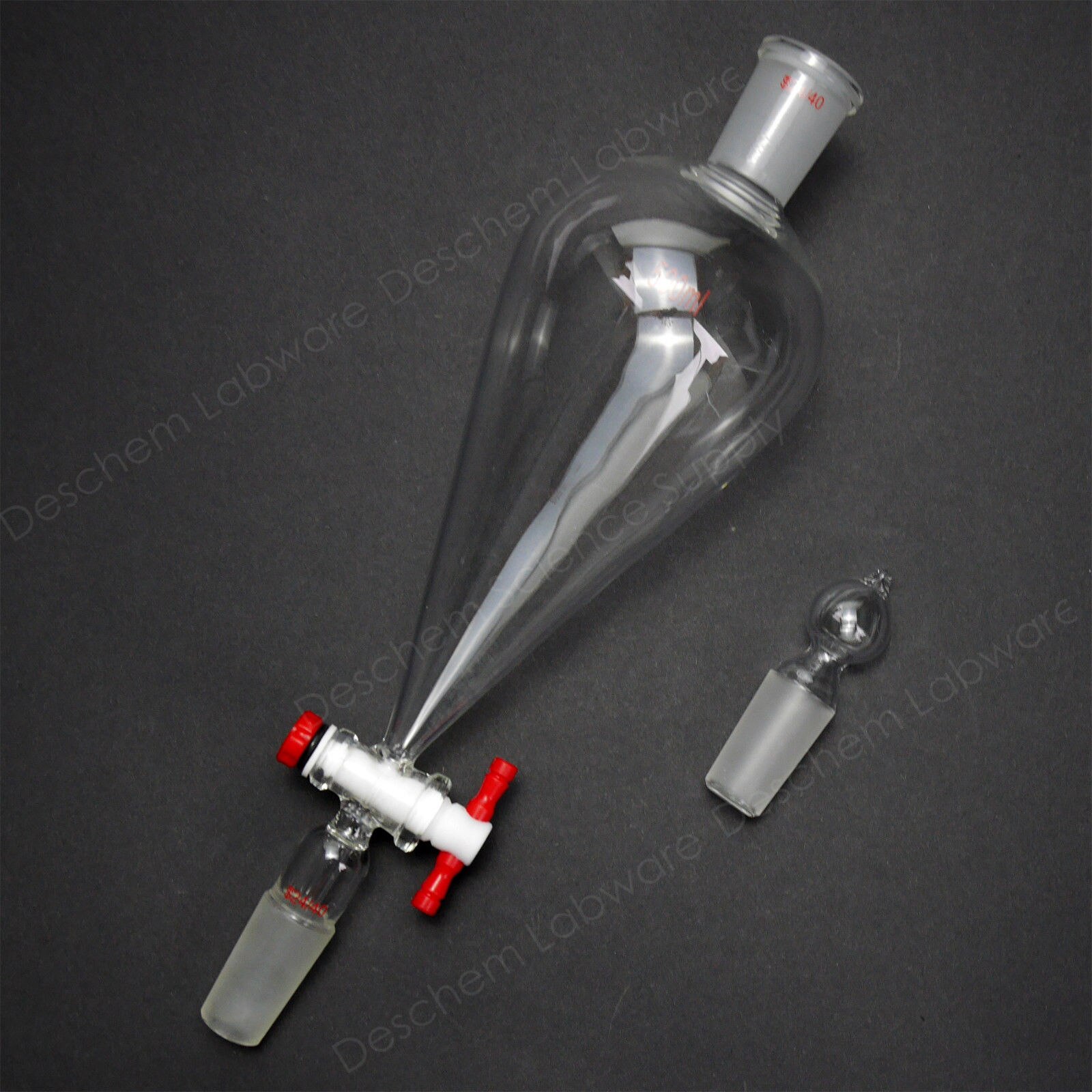 500ml,24/40,Glass Pyriform Separatory Funnel,Pear Shape,PTFE Stopcock