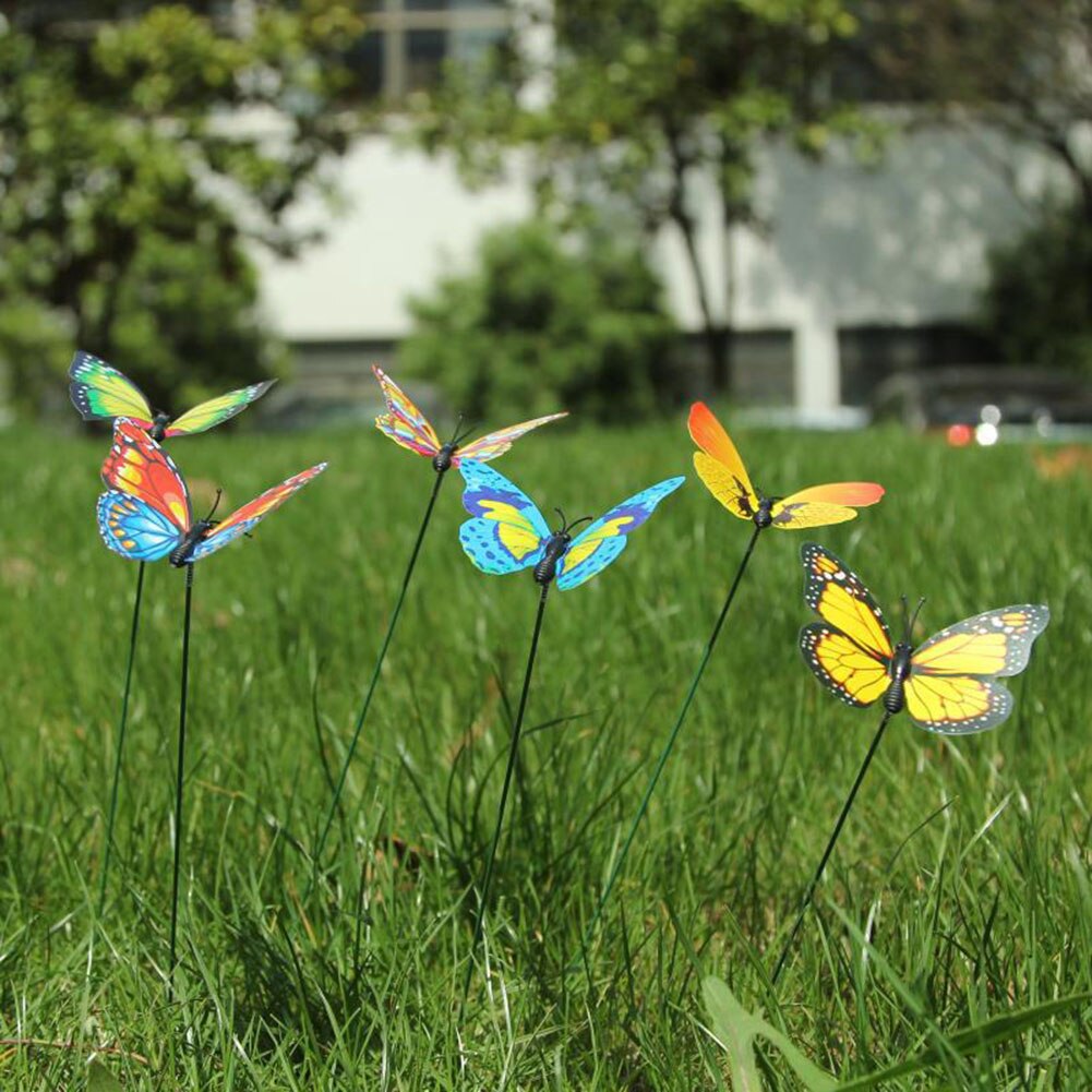 50Pcs Outdoor Garden Assorted Colors Butterflies Stakes Home Christmas Decoration for Yard Patio Lawn Party Supplies