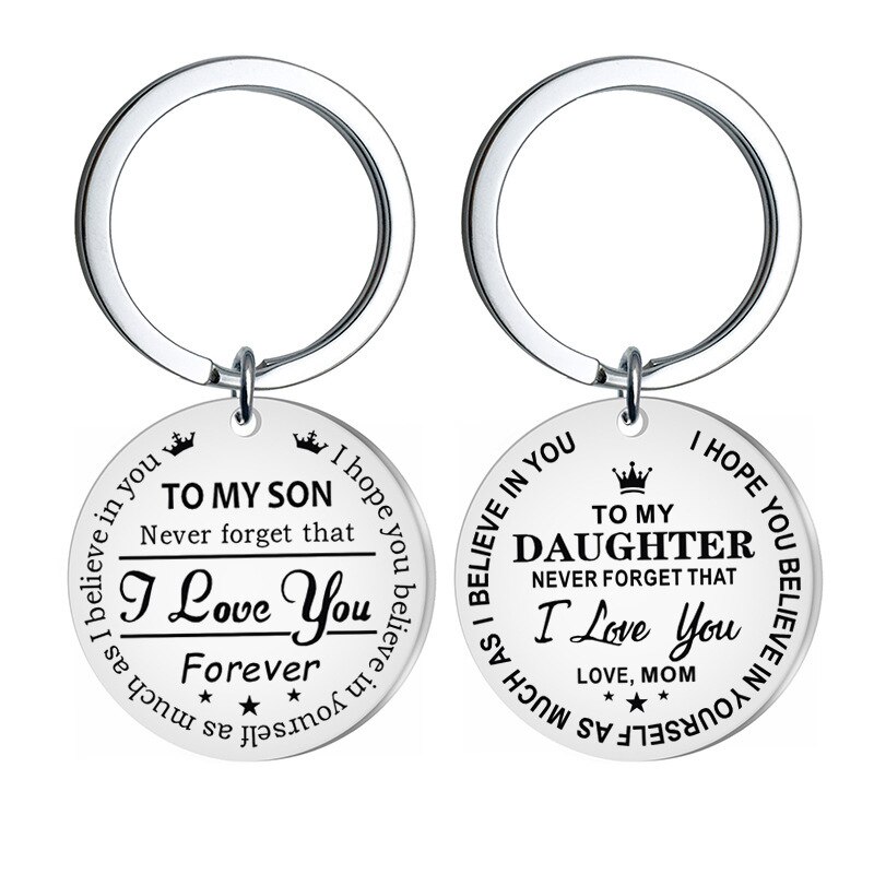 To My Son Daughter Keychain Man Key Chain Bags Women Key Ring Chain for Pants Kids Pendant Key Holder Alloy Brelok