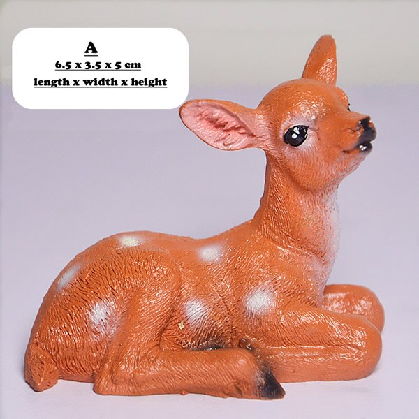Mini Resin Cute Deer Bonsai Decoration Animal Statue Small Sika Deer Sculpture Home Office Desk Decorative Ornament Toy: A
