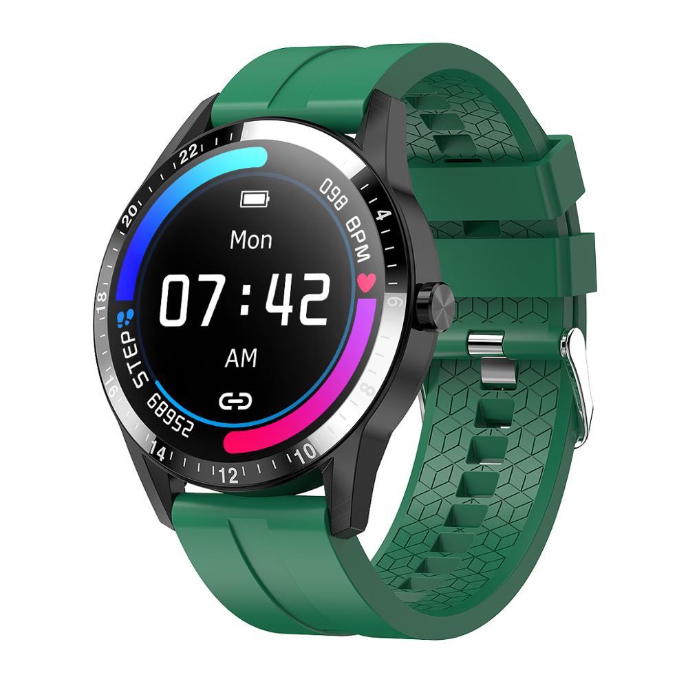 Waterproof Smart Watch Bracelet Heart Rate Monitor Sleep Monitoring GPS Smart Watch Stainless Steel Touch Screen Smart Watch: Green Silicone Black