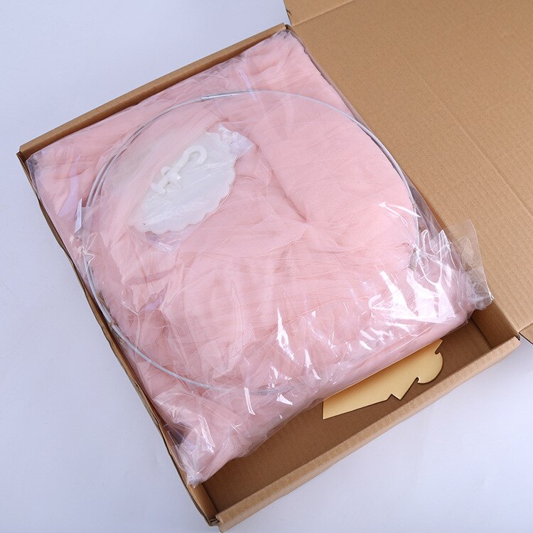 1pc Hängen Gebühr Prinzessin Moskito Netz Krone Runde Bildschirm Baldachin Insekten Bett Schleier Garten Camping Anti-Moskito freundlicher zimmer Deko: Rosa mit Kasten