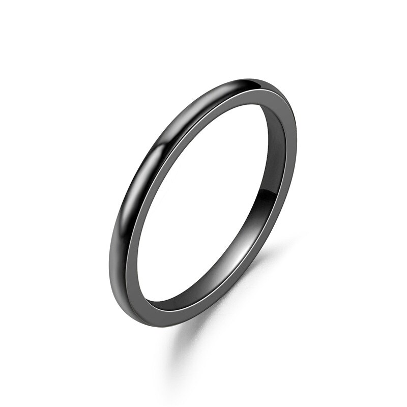 Mode 2mm Kleurrijke Regenboog Ring Rvs Ring Mannen Vrouwen Wedding Band Heren Dames Paar Ringen Sieraden Accessoires: 7 / Black