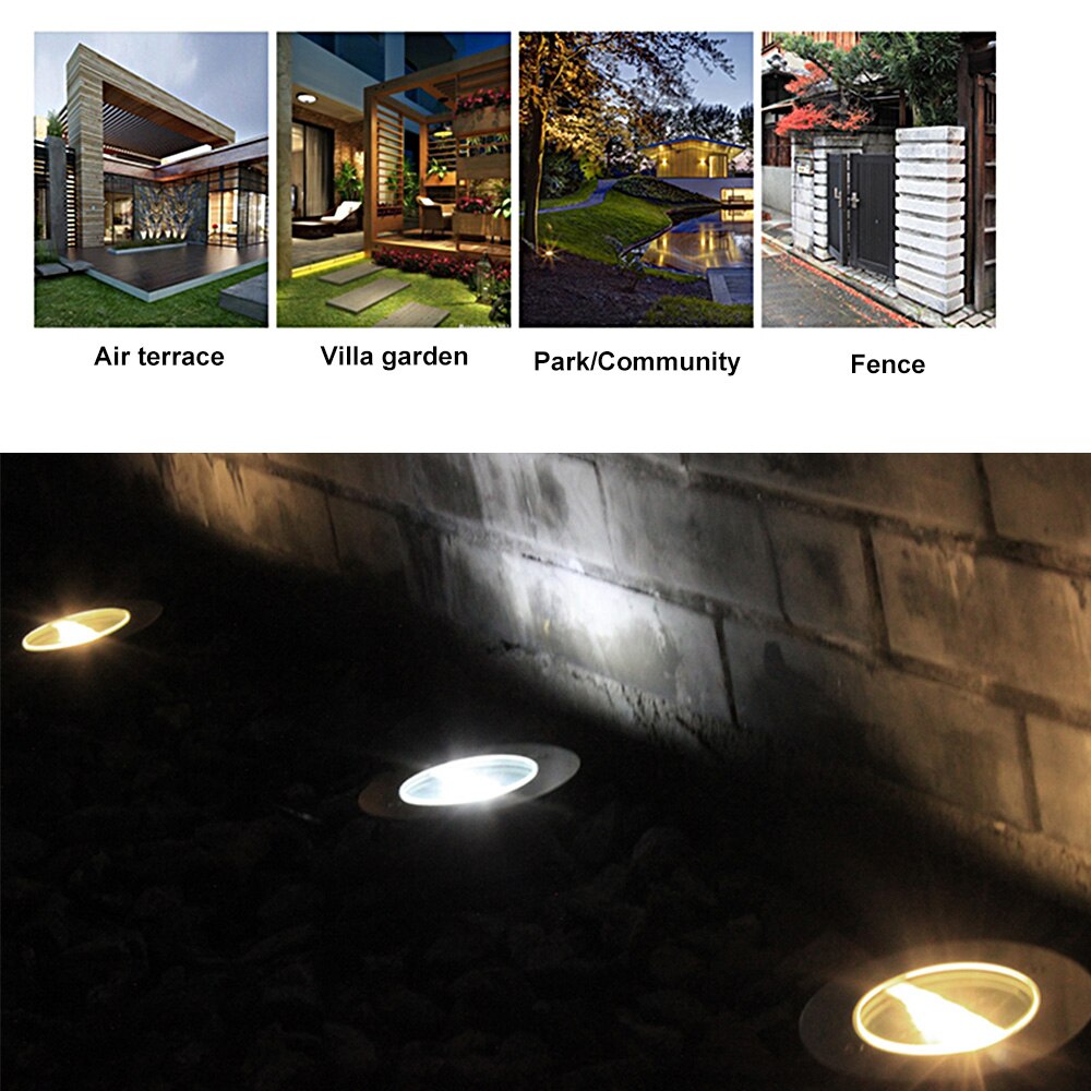 3LED Deck Lights Waterproof Solar Buried Lamp Aluminum Casting Lawn Lamps for Outdoor Garden Pathway Decor Underground Spotlight
