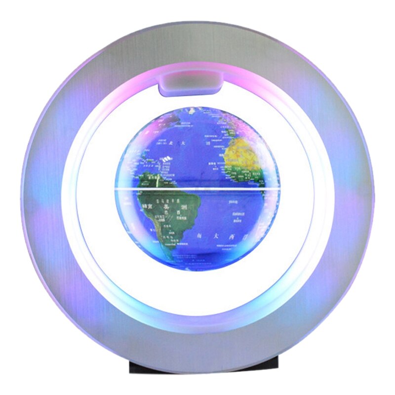 Magnetic Levitation Globe with LED Lights O-Shaped 4 Inch Rotating Luminous World Map Home Decoration-EU Plug