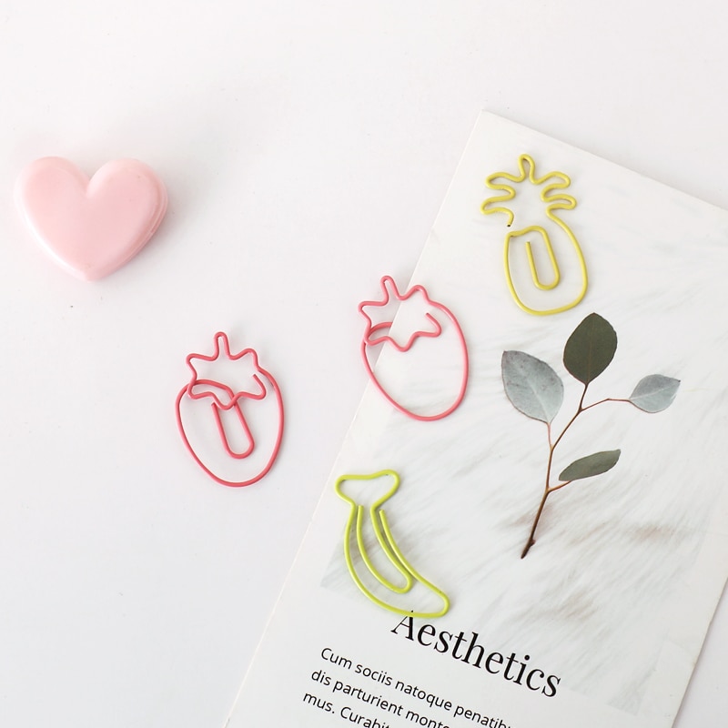 TUTU 30pcs/lot Kawaii fruit Shaped Metal Paper Clip Bookmark Stationery School Office Supply Escolar Papelaria H0341