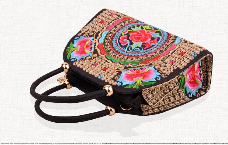Bohemiskt broderi mångsidigt skalväska trevligt blommigt broderat kvinnor axel & handväskor vintage messenger carrier