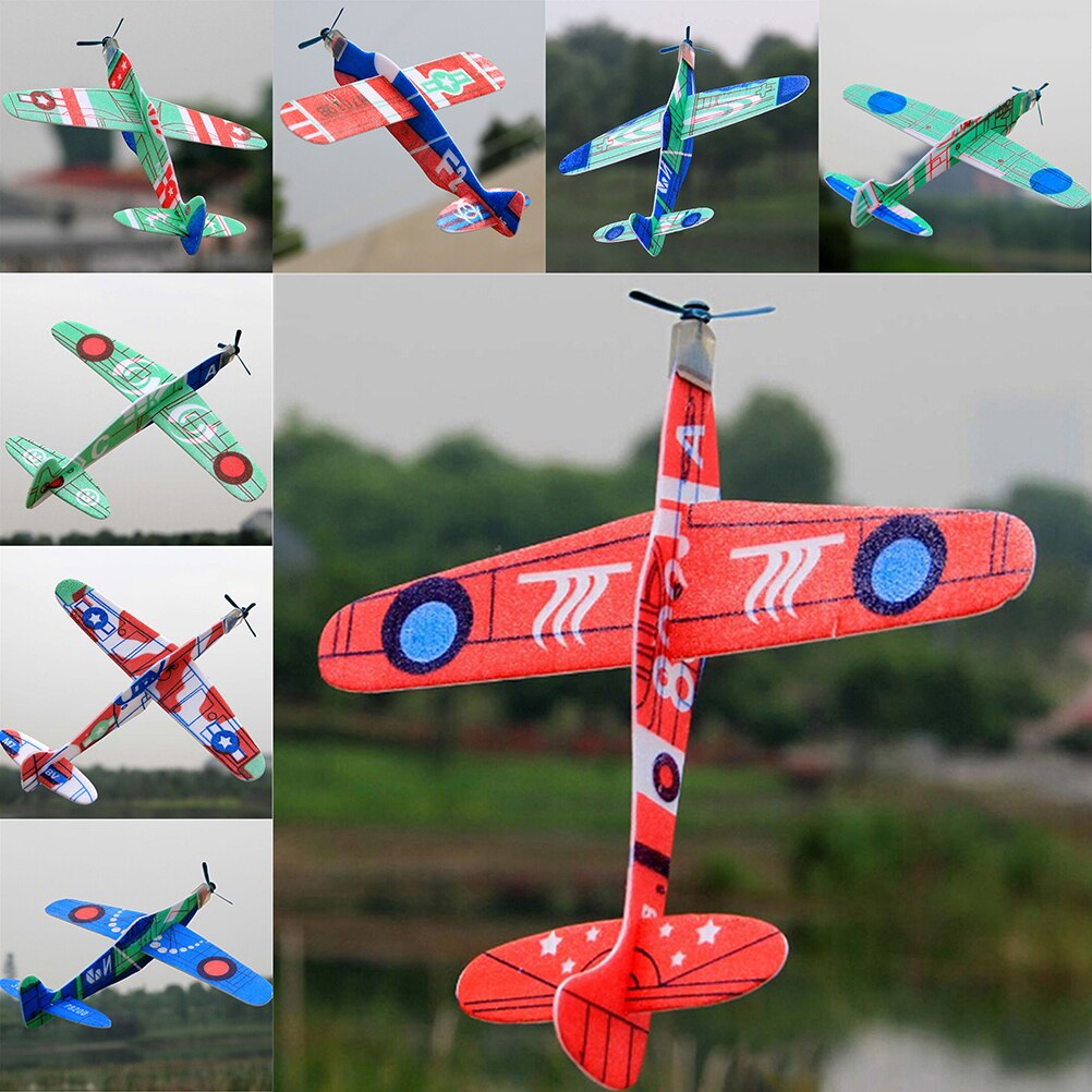 1PCS Hand Throw Foam Plane Toys Outdoor Launch Glider Airplane Kids Toy Free Fly Plane Toys Puzzle Model Jouet: 19cm randomly