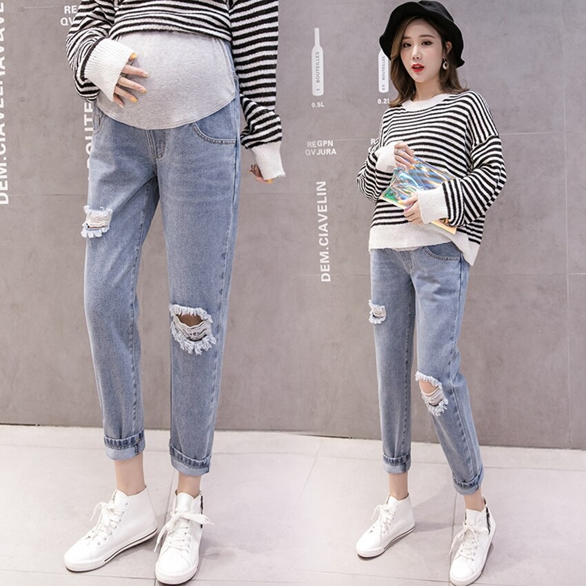 Pantalon en denim pour femmes enceintes, baggy ample, tenue de maternité, collection printemps et automne