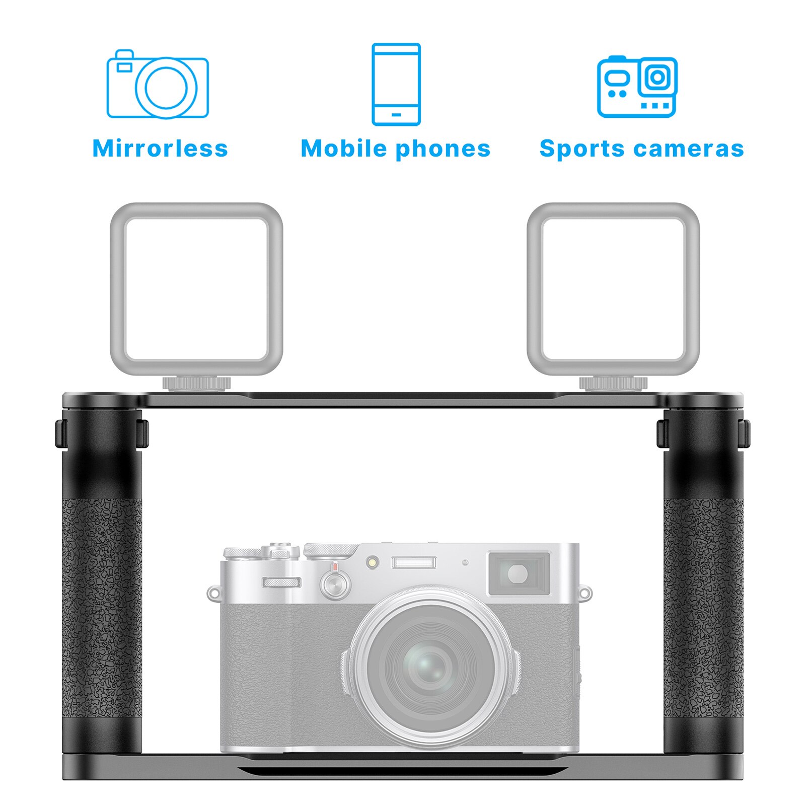 UURig R069 stabilizzatore portatile universale Vlog Rig con gabbia Video in metallo con doppio supporto per slitta fredda per Smartphone ILDC Action Camera