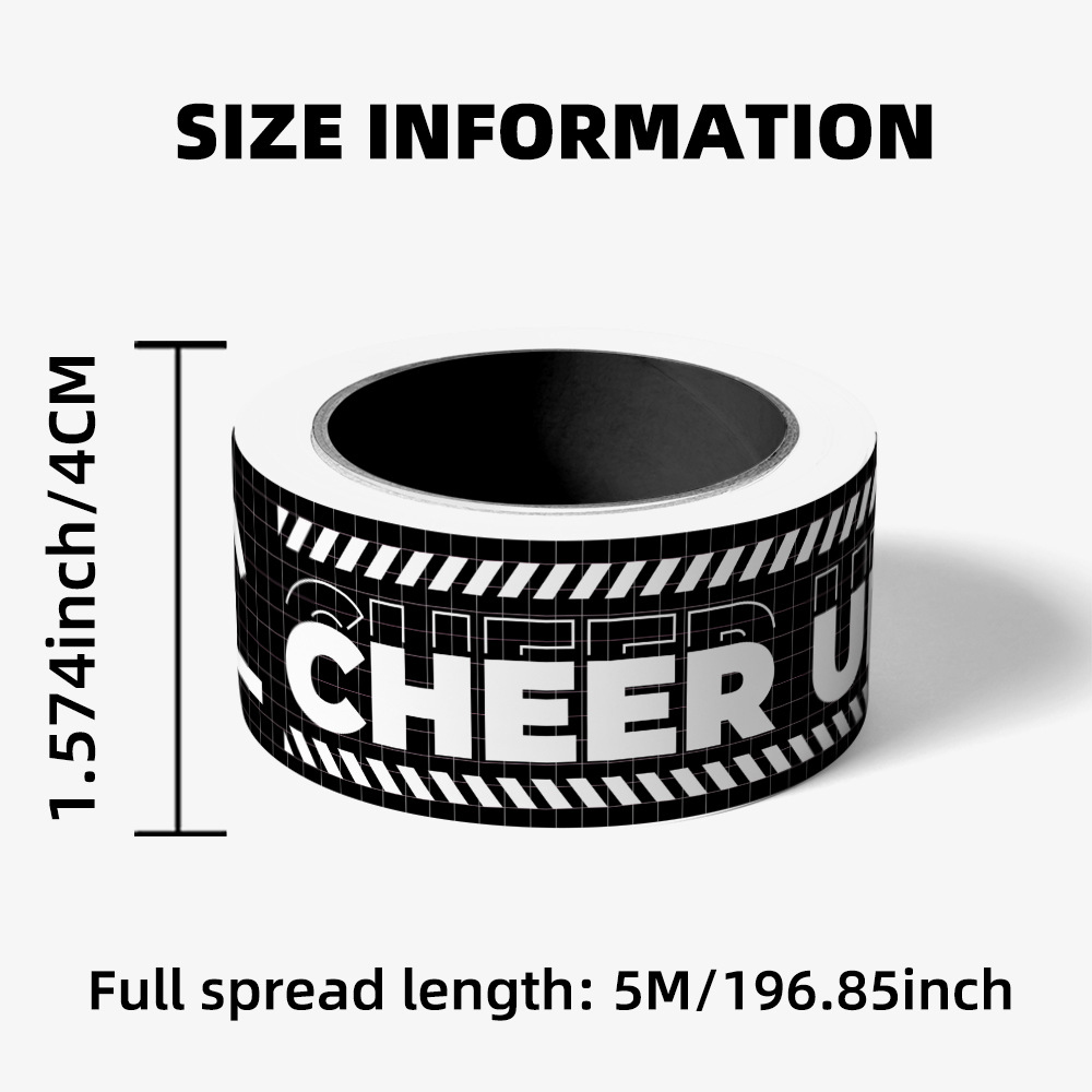 Kreative jubeln hoch Kreisförmige Aufkleber Band Englisch Lange Streifen Klebeband Aufkleber Wasserdichte Dichtungsbänder Geschenkbox Dekorativ 4 cm * 5 Mt