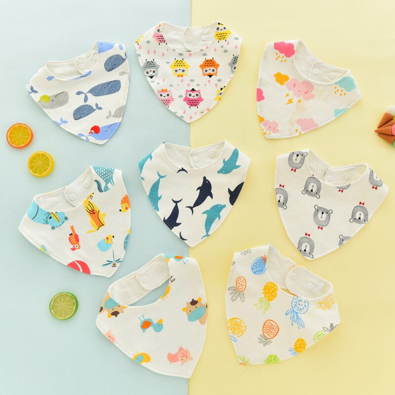 Slabbers Driehoek Dubbele Katoen Slabbetjes Cartoon Print Speeksel Handdoek Baby Burp Doek Baby Jongens Meisjes Voeden Schort Bandana Slabbetjes