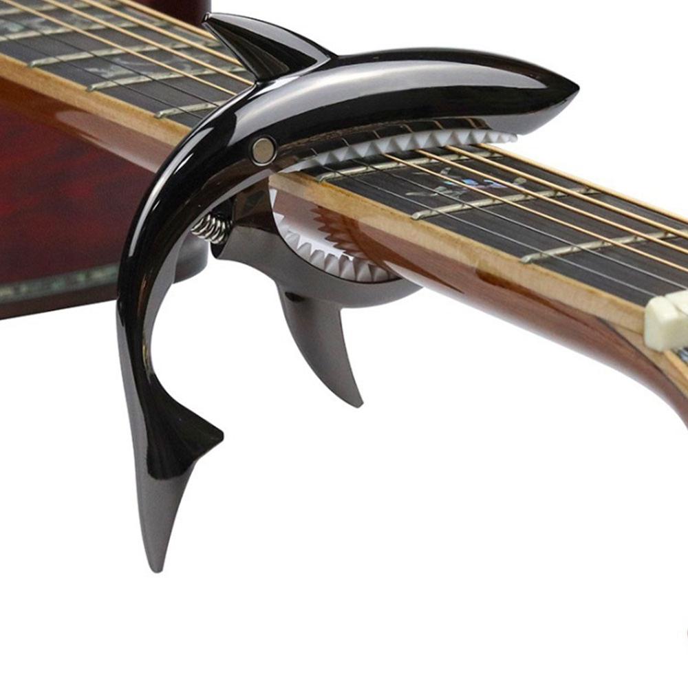 Zinc Alloy Guitar Capo Tuning Guitar Shark Capo Accessories Quick Change Clamp Key Acoustic Classic Tone Adjusting Guitar Parts: Black
