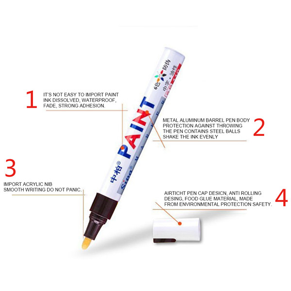 12Colors Waterproof Car Tyre Permanent Signature Pen Oily Marker Pen Car Tire Tread Environmental Tire Pen Lacquer Oil Pen TSLM1: Brown