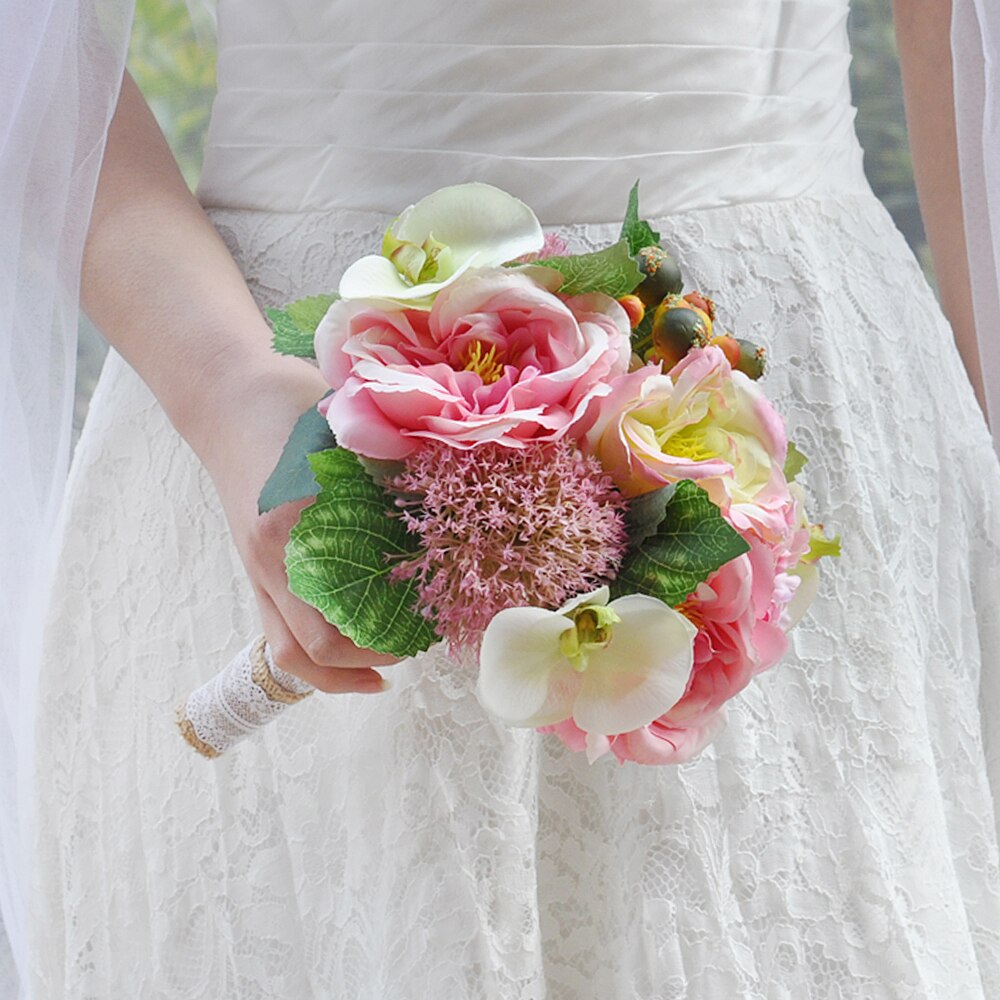 TRiXY F18 Bouquet de mariage rose porte-Roses fleurs de mariage Bouquets de mariée artificielle demoiselles d'honneur accessoires Bouquet de mariage