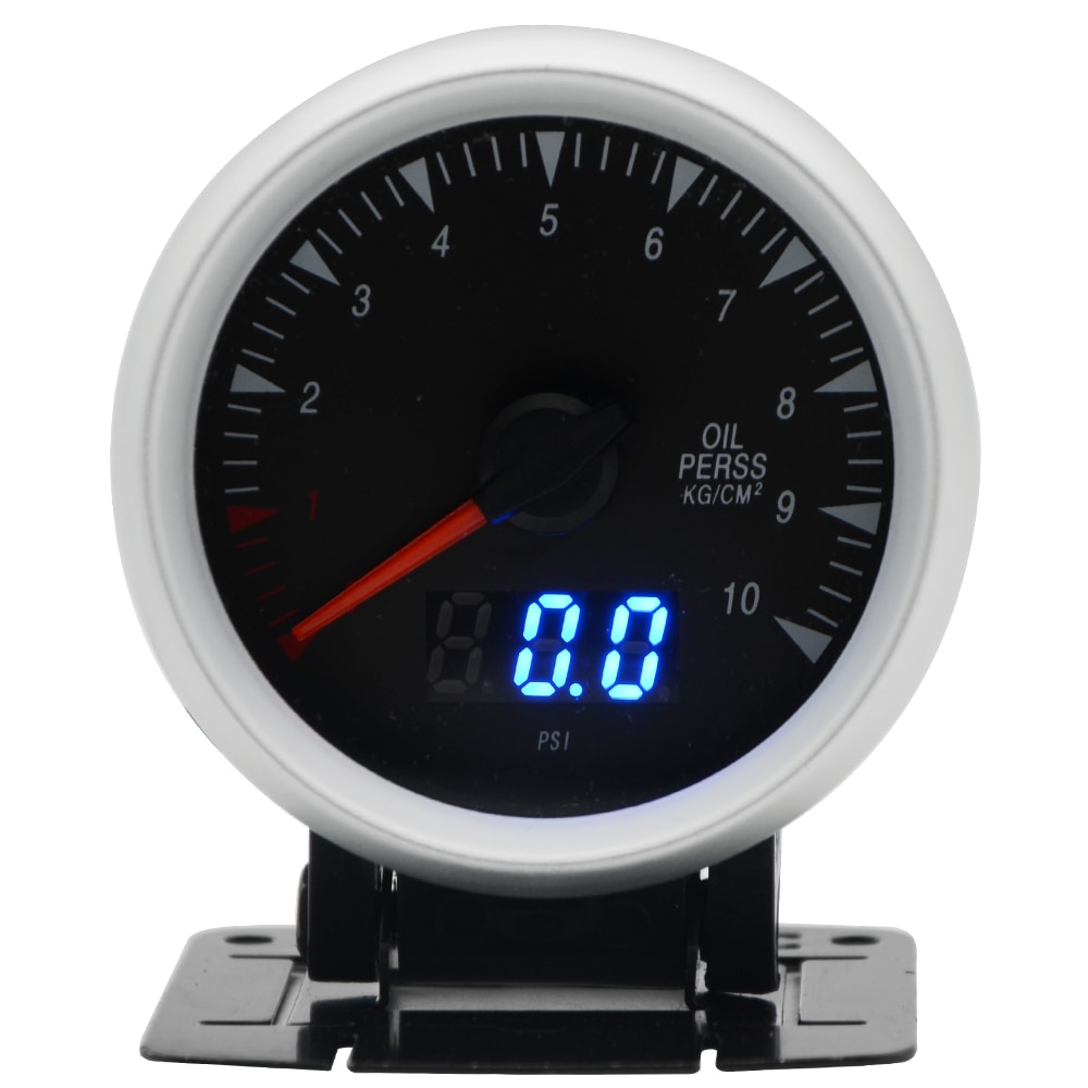 2.5 Inch 60mm Oil Pressure Gauge Dual Units Digital Analog Display Blue LED