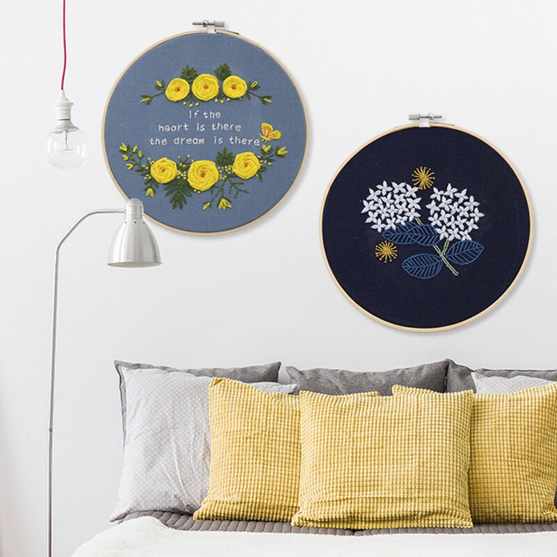 Håndarbeid broderi materiale pakke gjør-det-selv brodert materiale hengende malerier blomster korssting håndarbeidssett