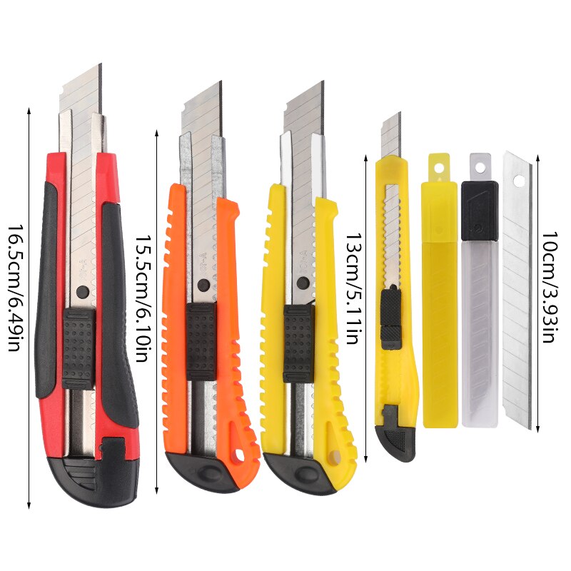 MIUSIE Portable Retractable Utility Knife Office Paper Cutter Stationery Knife DIY Plastic Handle Cutting Knife Wallpaper Knife