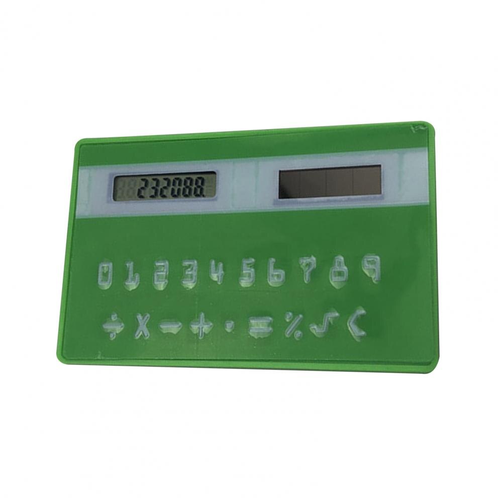Handheld 8 Cijfers Elektronische Rekenmachine Card Type Zonne-energie Zakrekenmachine Student Elektrische Mini Rekenmachine Калькулятор: Green