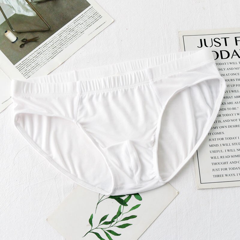 Men Underwear Briefs Modal Qucik-Dry Sexy Briefs Breathable Mens Slip Cueca Male Panties Underpants Briefs: XXXL / WHITE