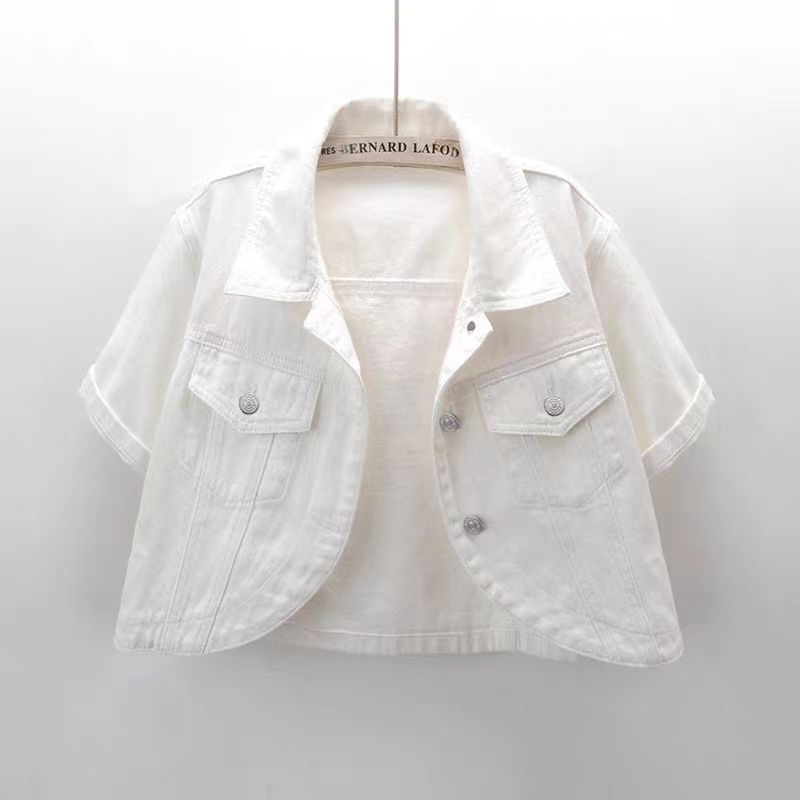 Zomer Joker Casual Korte mouwen Denim Jas 2025 Vrouwen Korte Blouse Sjaal Vest Vrouwelijke Jaqueta Jeans Feminina: S / Army Green
