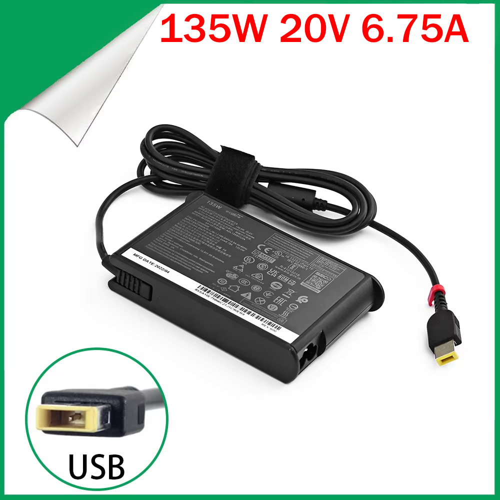 Charger 135W 20V 6.75A USB-C Laptop Adapter for Lenovo ThinkPad P51 P52 S5 R720 Y700 Y50-70 ADL135SCC3A Power Supply