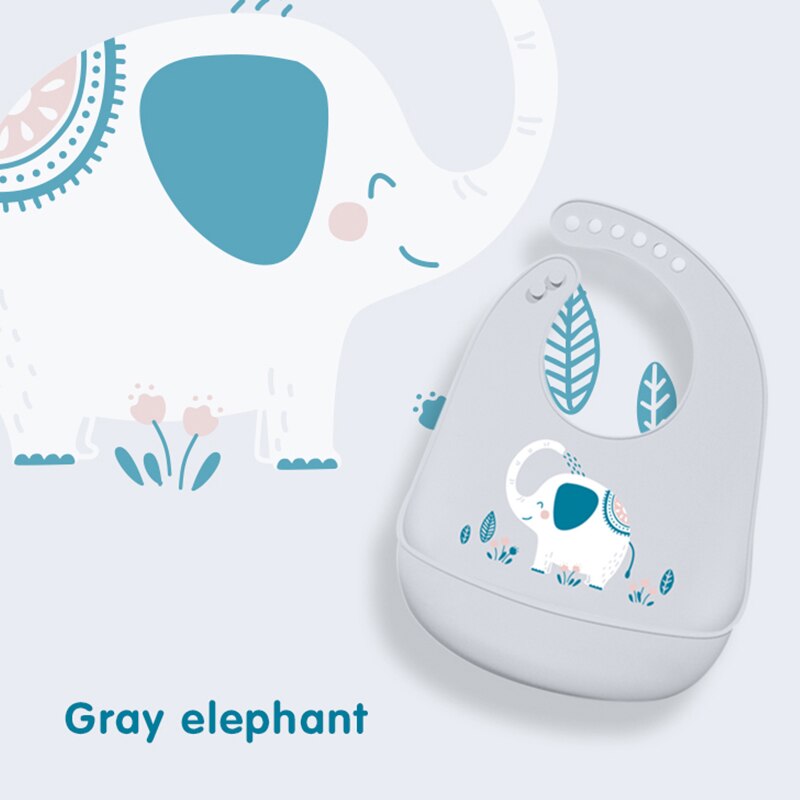 2 stücke Baby Lätzchen Wasserdichte Silikon Baby der lebensmittel tasche Stereo wasserdicht Super weiche lebensmittel tasche freundlicher speichel tasche waschen-freies: Elefant