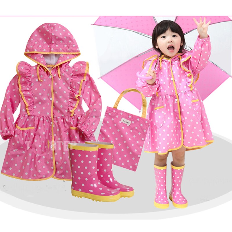 Kids Rain Suit Fun Raincoats Princess Outdoor Thicken Waterproof Rain Coat for Girls 4 Colors Raincoat Kids Poncho