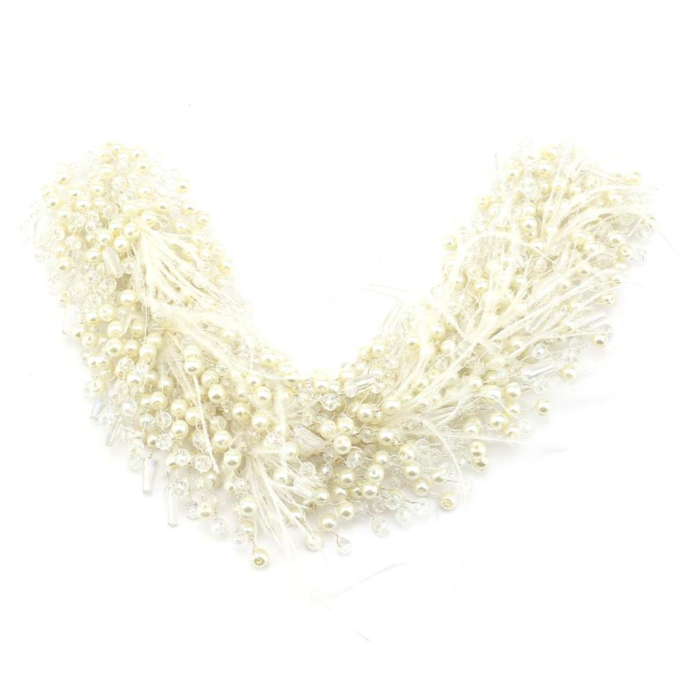 Updo Tiara For Bride’s Hair - White Pearl Feathered