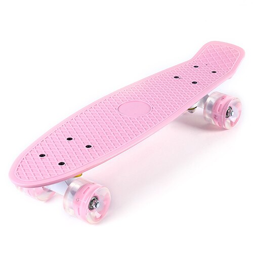 Skateboard skate board 22 tommer cruiser firehjulet banan stil plastbræt dæk aluminium beslag med led blinkende hjul: Lyserød
