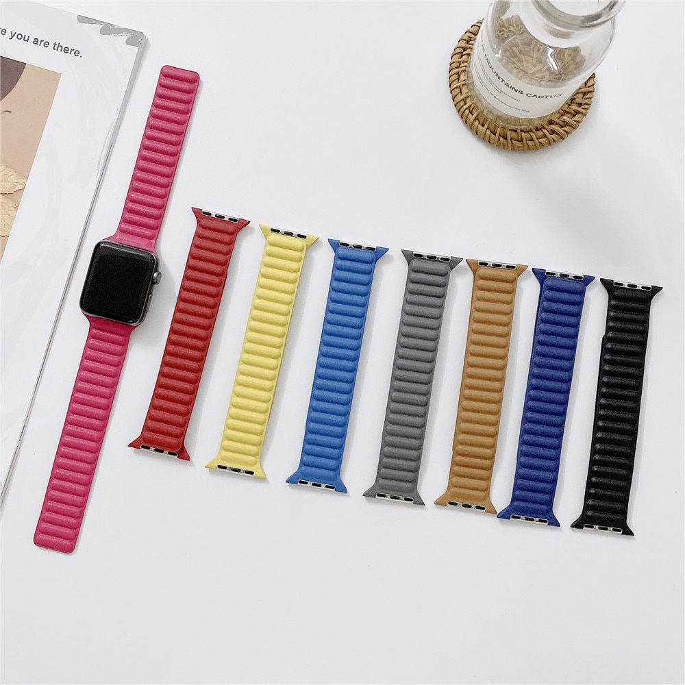 För apple watch se serie 6 band 40mm 44mm armband läderarmband för iwatch 5/4/3/2/1 38mm 42mm klocka armband tillbehör