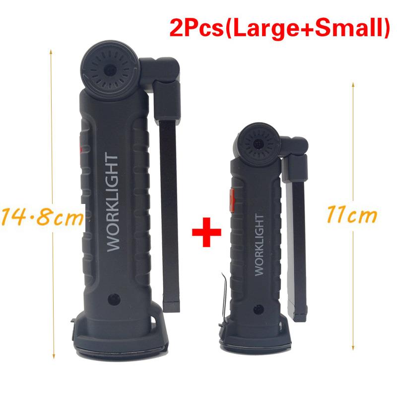 USB Rechargeable Flashlight Magnetic 5 Modes COB Led Work Light Waterproof Torch for Car Repair: Big and Small