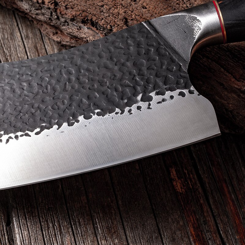 Hand Forged Kitchen Knife Chef Slices Household Kitchen Knife Stainless High Carbon Manganese Steel Hammer Pattern Longquan