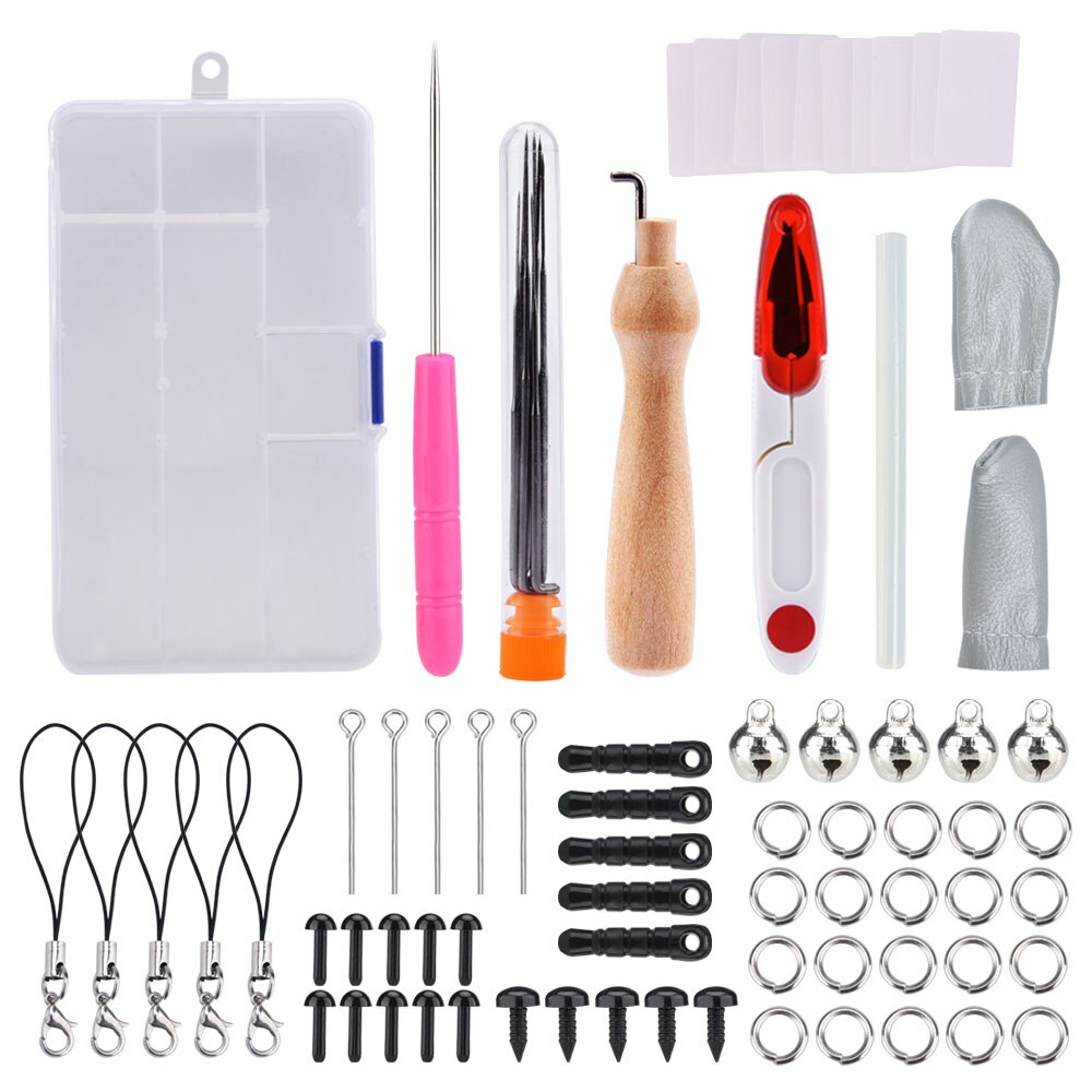 24 Kit de fieltro de lana de colores, Kit de fieltro, hilo para manualidades de tela de arranque, hilo para manualidades, DIY, Fox Spinning, molde de costura, accesorios de costura: 74pcs Felting Tool