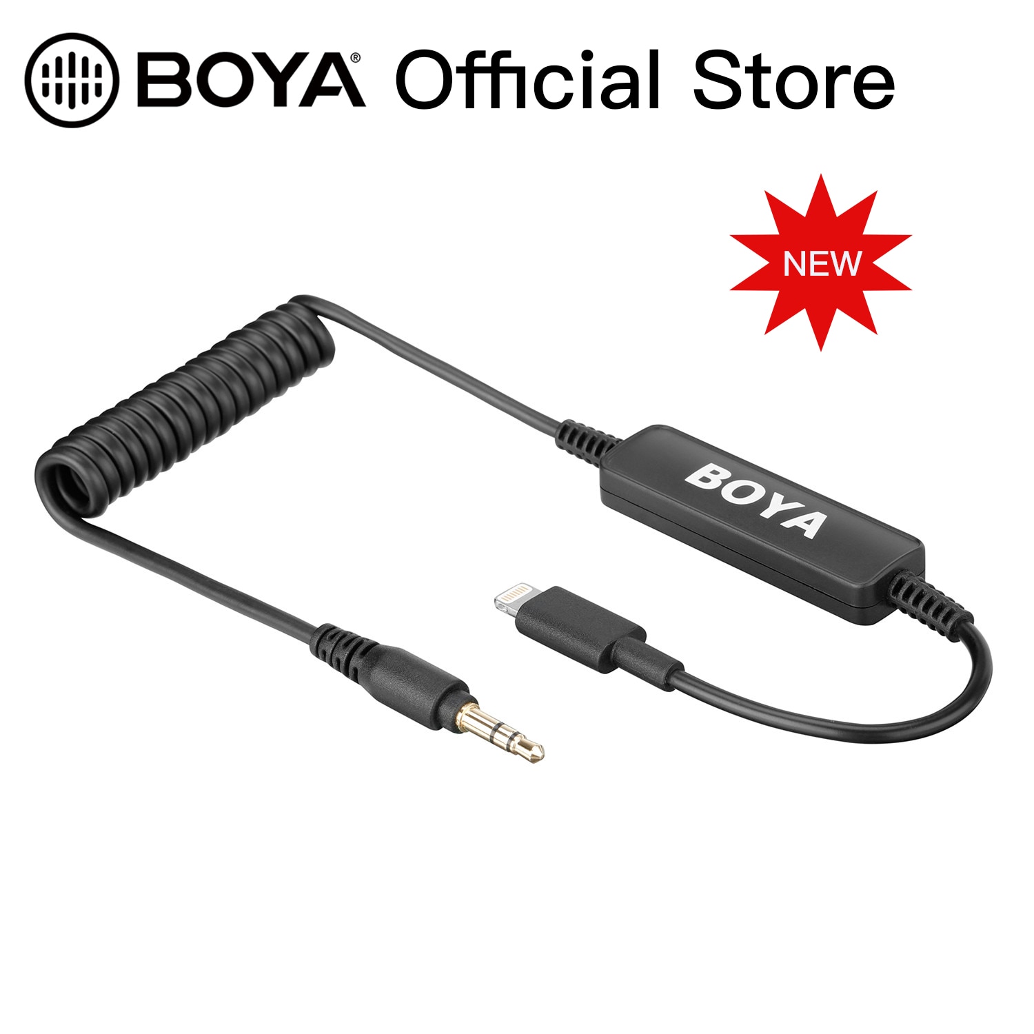 3.5mm TRS to Lightning Connector Audio Cable, BOYA Microphone Adapter for by-MM1, WM8 PRO, UM48C, UWMIC9, WM4 PRO Wireless Mic