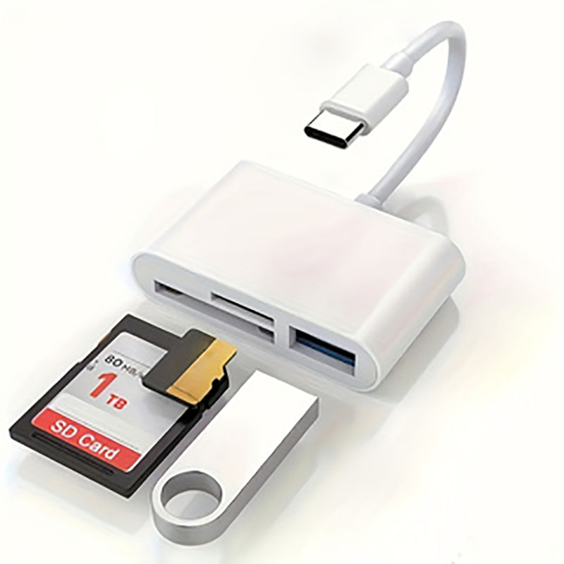 Adapter 3 w 1 typu C, Tf, Cf, Sd, czytnik kart pamięci kompatybilny z iPhone iPad Mac MacBook Laptop Android, PC i Acc: Default Title
