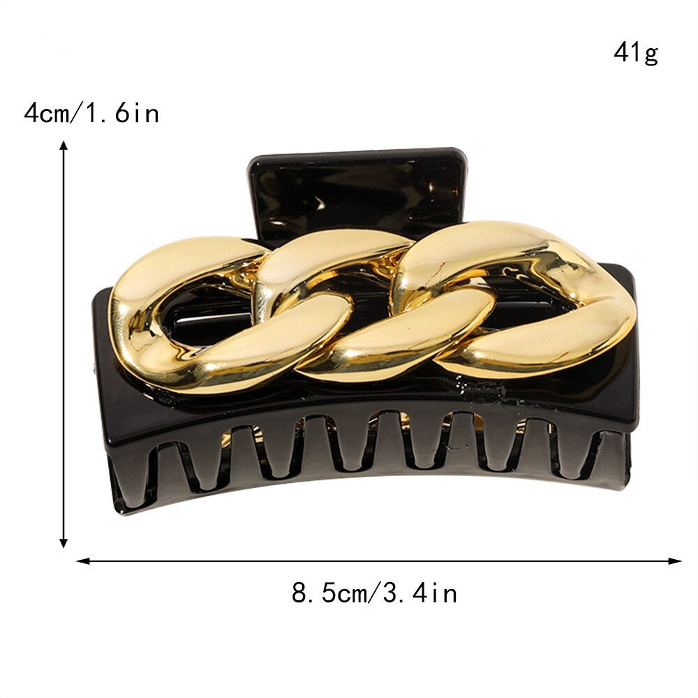 Metal Chain Catch Clip Simple Large Back Head Broken Hair Clip Female Headdress Temperament Shark Clip