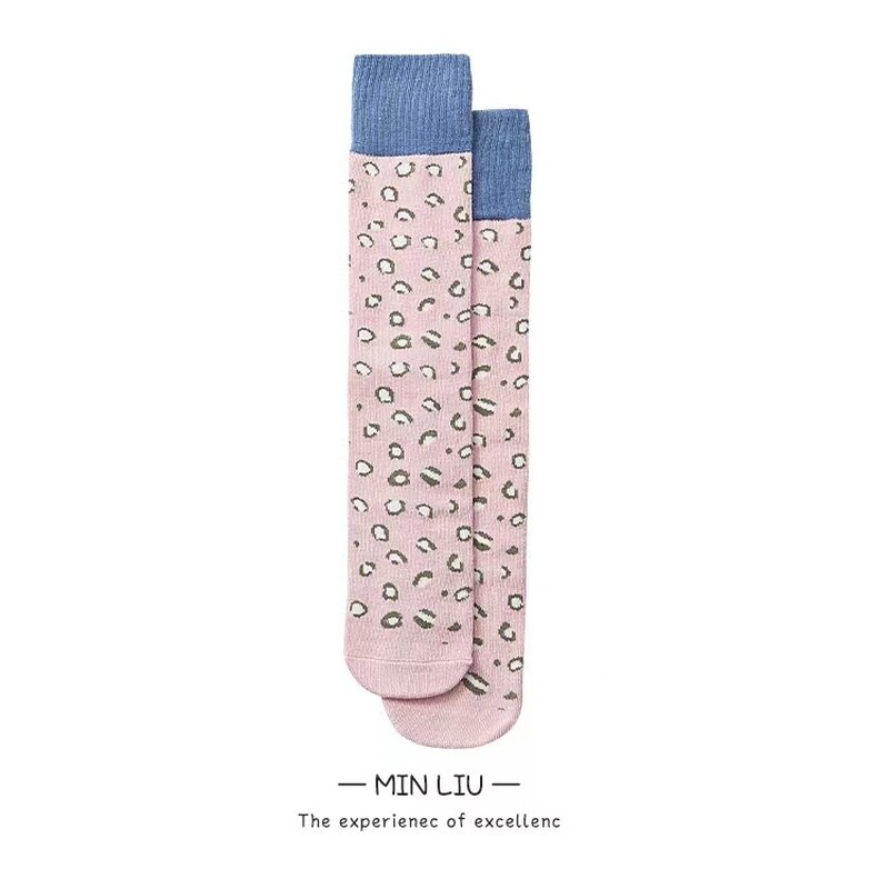 Calzini per bambini autunnali abbinati a colori lunghi con stampa leopardata calzini per bambini sport per il tempo libero calzini per ragazzi e ragazze 3 pezzi1 lotto WZ35