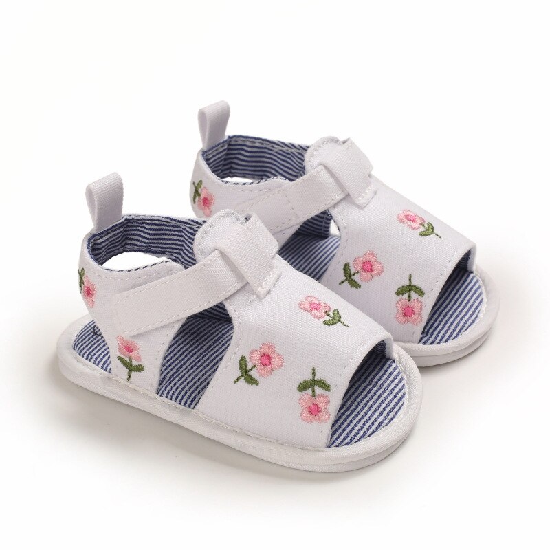 Rutschfeste sandalen für babys und mädchen, Ideal zum laufenlernen, mit weicher sohle, rutschfestem karomuster, schleife und stoffmuster.: Weiß / 13-18 monate