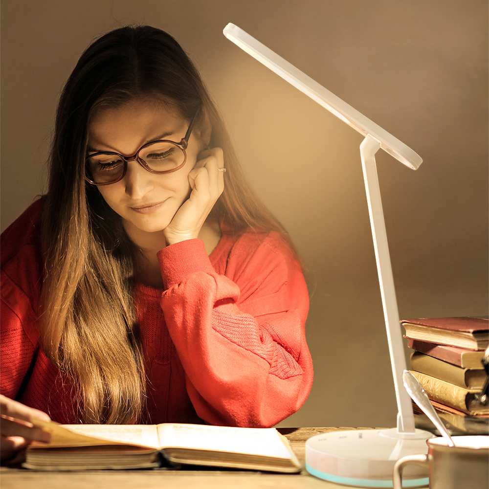 Blitzwolf BW-LT16 Floding Desk Lamp Met Automatische Rgb Ambient Verlichting Base Touch Control Traploze Dimmen Tafel Bureaulamp