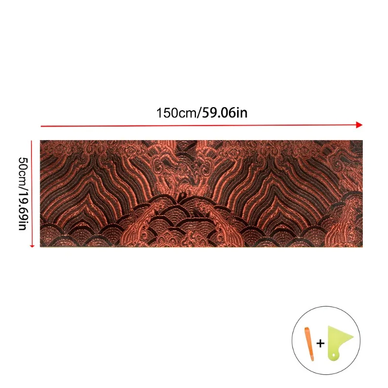 1PC Auto-interieurstickers Hoogwaardige brokaat satijnen borduurstickers Zelfklevende stoffen stickers Universele AB Pijler Backi: Rood
