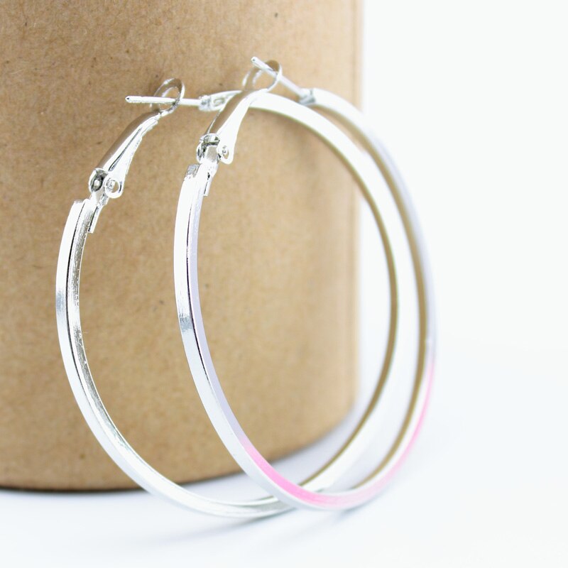 Gold/Silver Plated 40 50 60mm Eenvoudige Grote Cirkel Hoop Earring voor Vrouwen Sieraden