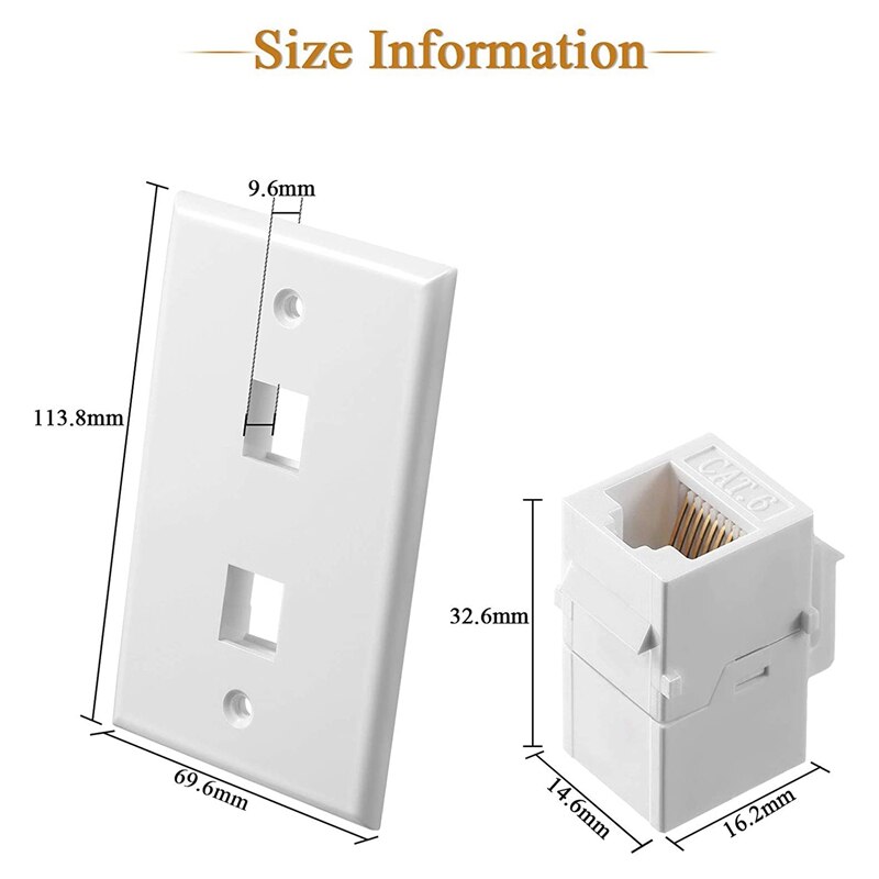 4 Pieces 2 Port Ethernet Wall Plate, RJ45 Cat6 Female to Female Jack Inline Coupler FacePlates (White)