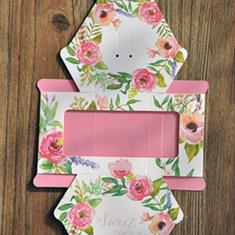 5Pcs Vintage Bloemen Gedrukt Dozen Snoep Hexagon Vorm Dozen Met Strik Lint Wedding Party Candy Chocolade Wikkelen Doos