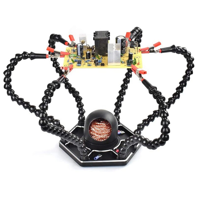 Helping Hands Soldering Station,Third Hand With Six Flexible Soldering Helping Hand Arms,Soldering Iron Tip Holder