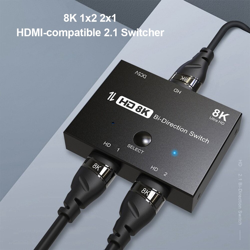 Hub Splitter Tv Switcher Ultra 2.1 Hd Switcher 4K 120Hz 1X2 8K 60Hz 2X1 Hdmi-Compatibel Splitter Voor PS4 Schakelaar