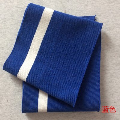 Puños a rayas de algodón, 15x95CM, 670gsm, tejido de punto elástico a rayas para escote, chaqueta de invierno, accesorios de ropa: BlueWhite