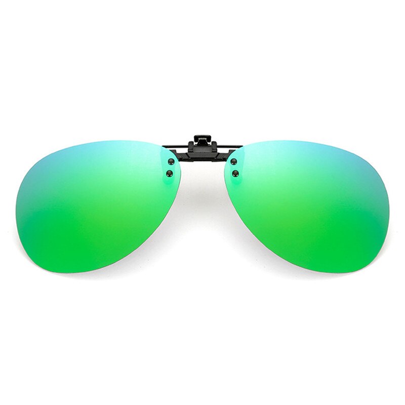 Praktiske polariserede clip-on nattesyn pilot fiskeri solbriller flip-up len cykel kørebriller #288216: Grøn